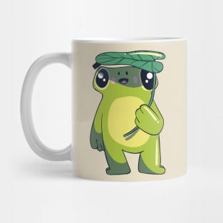 Cute Frog Holding a Leaf Umbrella Cottagecore Aesthetic Mug
